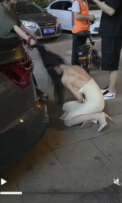 聚焦《白裙女子被抓头发跳河》，湘E车牌关联小三疑云，《白裙女子被抓头发跳河》完整视频高清无广告播放！